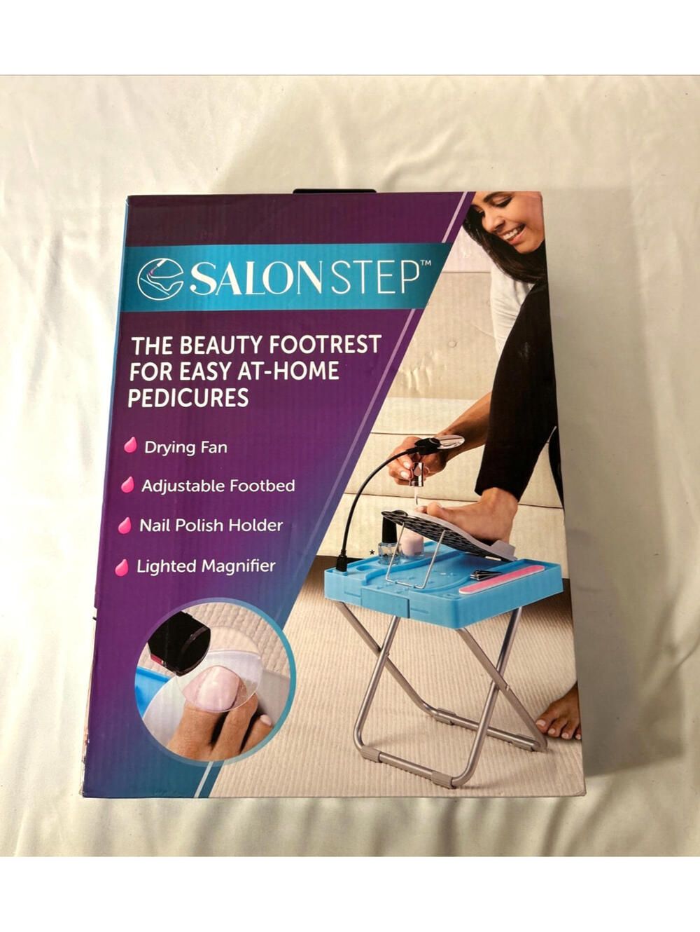 Salon Step™ Beauty Footrest  At Home Pedicure Station with Fan Lighted Mag
